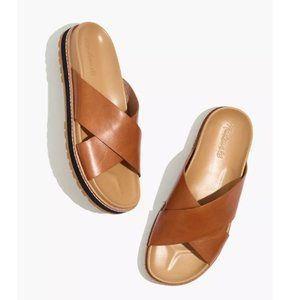 NEW Madewell Dayna Lugsole Cognac Slides Sandals Leather